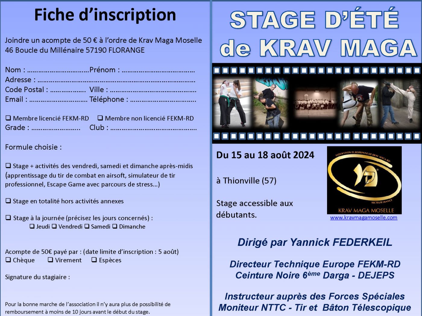 Stage d'été de Krav Maga 2024